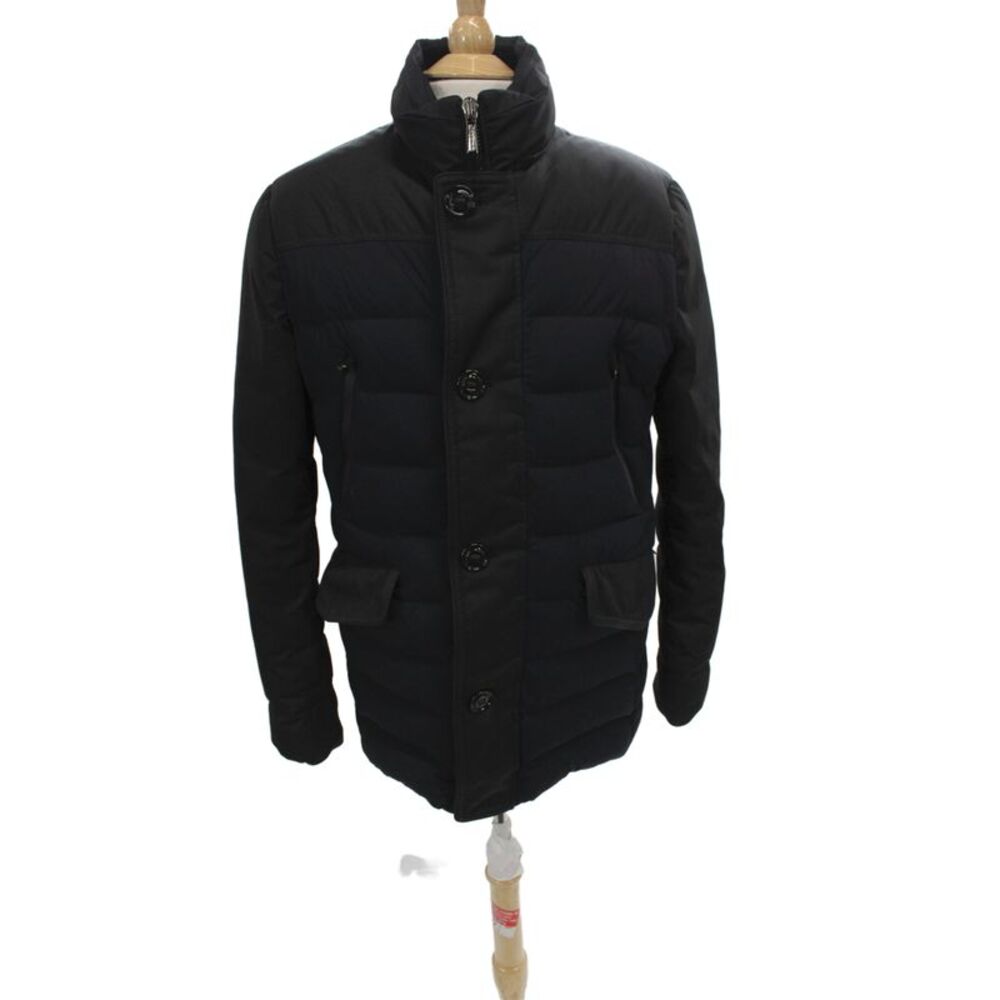 Moorer Mens Puffer Quilted Jacket Black High Neck Button Polyamide Size 50